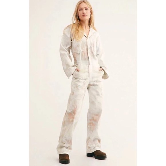 Free People Pants - Free People Riverside Unisex Tool & Dye Coveralls in Ivory Large Jumpsuit